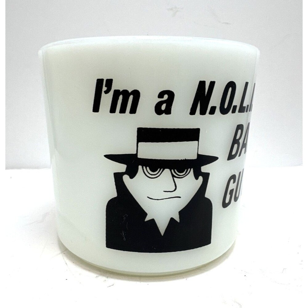 VTG "I Had a Bad Idea/I'm a N.O.L.I.C Bad Guy" Federal Milk Glass Mug USA - Picture 2 of 6